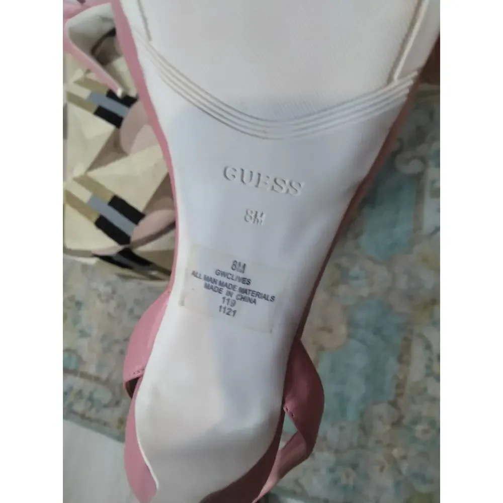 Guess Clives Ankle Strap Baby Pink Stiletto Platform Sandals Sz 8 Coquette